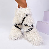 2025 New Style Cross-Belt Buckle Fur-lined High-top Snow Boots HES-7572