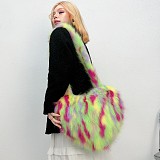New Fashionable Heart-shaped Faux Fox Fur Women's Shoulder/Crossbody Bag HES-00888
