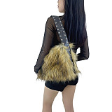 2025 Autumn/Winter New Large Capacity Motorcycle Shoulder/Crossbody Fur Bag HES-3093