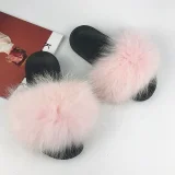 New Raccoon Fur and Fox Fur Flat Slippers HES-5290