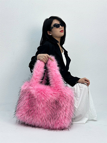 New Large-capacity Fur-trimmed Plush Shoulder Tote Bag HES-011