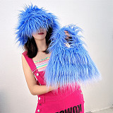Fashionable Faux Sheep Wool Warm Plush Straw Hat HES-3028