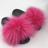 New Raccoon Fur and Fox Fur Flat Slippers HES-5290