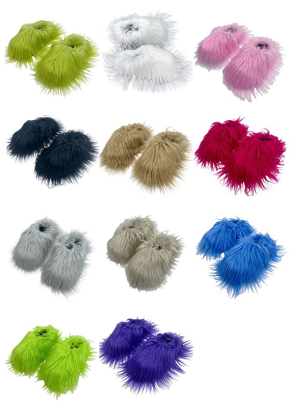 Candy-colored Plush Slippers For Home Use With Thick Soles HES-3532