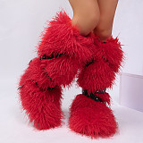2025 New Style Cross-Belt Buckle Fur-lined High-top Snow Boots HES-7572