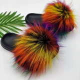 New Genuine Fox Fur One-strap Flat Sandals HES-2561