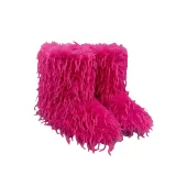 Imitation Raccoon Feather Fur Mid-calf Snow Boots For Winter Warmth HES-7501