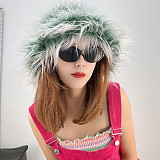 New Fashionable Faux Wool Warm Bucket Hat HEA-2600