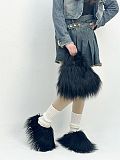 Cute Faux Sheepskin Crossbody Bag Paired With Fluffy Slippers Set HES-5900