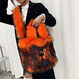 New Faux Raccoon Fur Plush Large Capacity Crossbody Tote Bag HES-6600