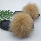 New Genuine Fox Fur One-strap Flat Sandals HES-2561