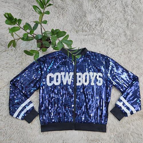2025 Blue Fitted Sequined Jersey Jacket CY-0038