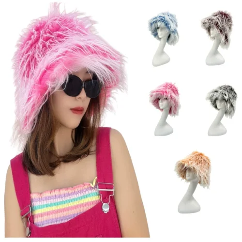 New Fashionable Faux Wool Warm Bucket Hat HEA-2600