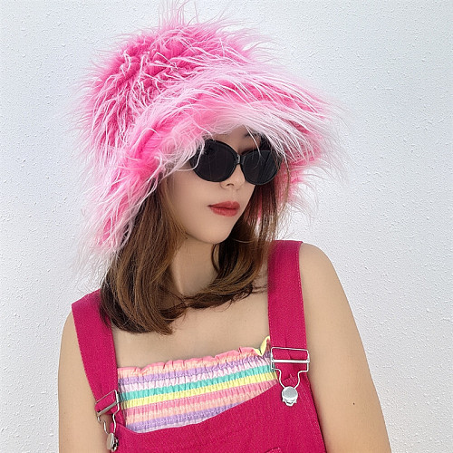 New Fashionable Faux Wool Warm Bucket Hat HEA-2600