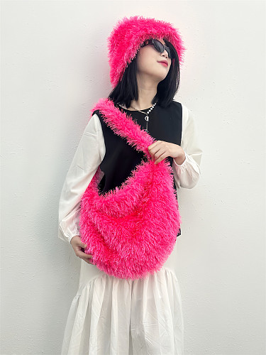 2025 New Large Capacity Crossbody Shoulder Tote Bag with Furry Design HES-2900
