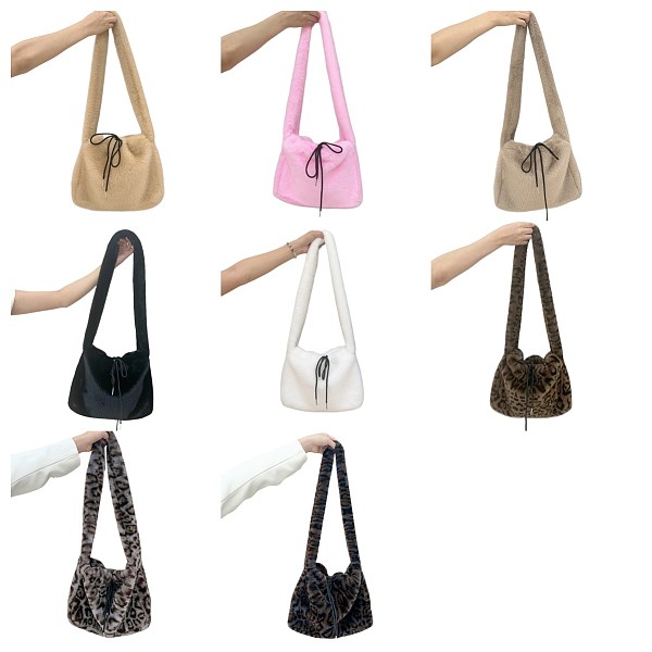 2025 New Fashionable and Stylish Large Capacity Fleece Tote Underarm Bag HES-2300