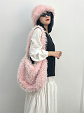 2025 New Large Capacity Crossbody Shoulder Tote Bag with Furry Design HES-2900