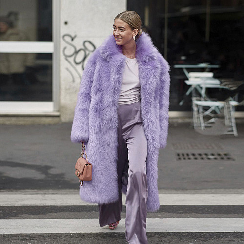 Long Fur Coat Fashion Street Thickened Faux Fur Lapel Fur Coat For Women Wholesale Winter ZNFR-51
