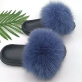 New Genuine Fox Fur One-strap Flat Sandals HES-2561
