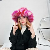 Fashionable Women's Colorful Fox Fur Warm Wide-brimmed Hat HES-4500