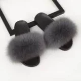 New Genuine Fox Fur One-strap Flat Sandals HES-2561