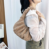 Lamb Cloud Pleated Baguette Underarm Shoulder Crossbody Handbag HES-001