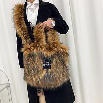 New Faux Raccoon Fur Plush Large Capacity Crossbody Tote Bag HES-6600