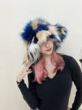 Fashionable Women's Colorful Fox Fur Warm Wide-brimmed Hat HES-4500