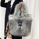 New Faux Raccoon Fur Plush Large Capacity Crossbody Tote Bag HES-6600