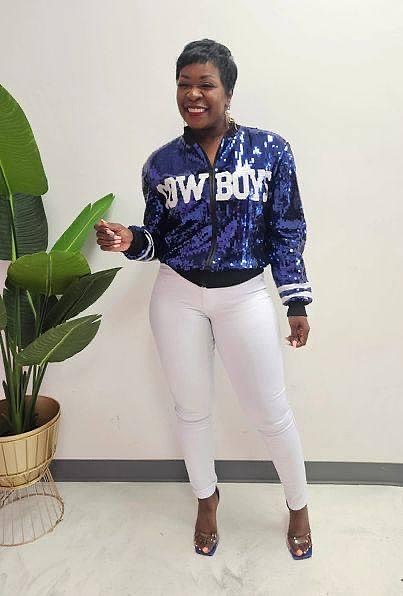 2025 Blue Fitted Sequined Jersey Jacket CY-0038