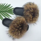 New Genuine Fox Fur One-strap Flat Sandals HES-2561