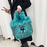 New Faux Raccoon Fur Plush Large Capacity Crossbody Tote Bag HES-6600