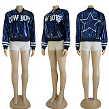 2025 Blue Fitted Sequined Jersey Jacket CY-0038