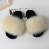 New Genuine Fox Fur One-strap Flat Sandals HES-2561