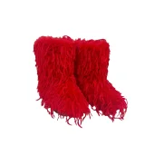 Imitation Raccoon Feather Fur Mid-calf Snow Boots For Winter Warmth HES-7501