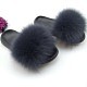 New Genuine Fox Fur One-strap Flat Sandals HES-2561