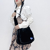 Candy-colored Rabbit Fur Flap Crossbody/Shoulder Bag HES-2100