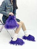 Cute Faux Sheepskin Crossbody Bag Paired With Fluffy Slippers Set HES-5900