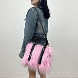 2025 Solid Color Plush Simple Casual Large Capacity Tote Bag Crossbody Handbag HES-436