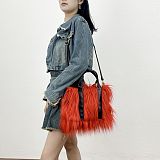 2025 Solid Color Plush Simple Casual Large Capacity Tote Bag Crossbody Handbag HES-436