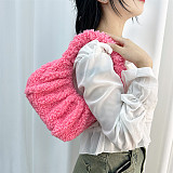 Lamb Cloud Pleated Baguette Underarm Shoulder Crossbody Handbag HES-001