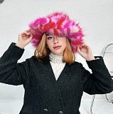 Fashionable Women's Colorful Fox Fur Warm Wide-brimmed Hat HES-4500