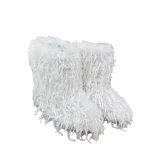 Imitation Raccoon Feather Fur Mid-calf Snow Boots For Winter Warmth HES-7501