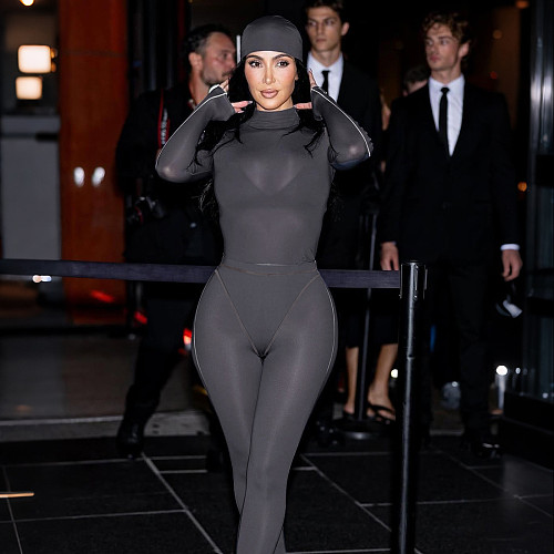 Fashionable Long-sleeved Jumpsuit Top and Tight-fitting Trousers Two-piece Set