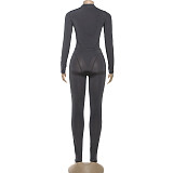 Fashionable Long-sleeved Jumpsuit Top and Tight-fitting Trousers Two-piece Set