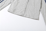 Stylish and Casual Zip-up Long-sleeved Top and Trousers Set ZJQD-84571