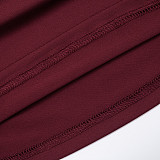 Autumn/Winter High-Neck Solid Color Base Layer Top with Gathered Pants Set XYWL-379