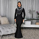 Fashionable Rhinestone-embellished High-neck Bodycon Maxi Dress CYA-902057