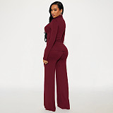 Autumn/Winter High-Neck Solid Color Base Layer Top with Gathered Pants Set XYWL-379