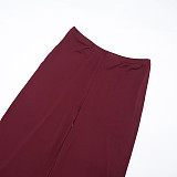 Autumn/Winter High-Neck Solid Color Base Layer Top with Gathered Pants Set XYWL-379